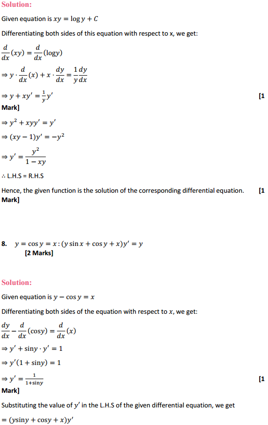 MP Board Class 12th Maths Solutions Chapter 9 Differential Equations Ex 9.2 5